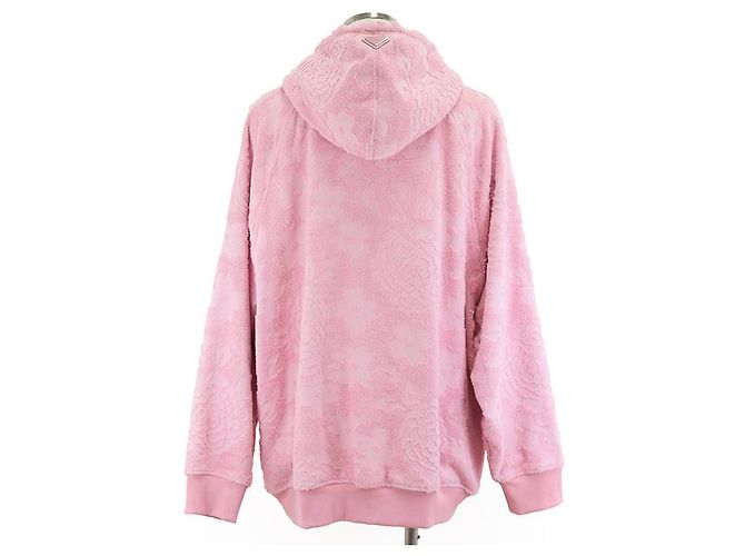Sudadera de jacquard floral de Prada con placa triangular, rosa, talla S - vista 6