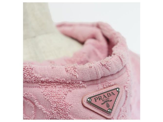 Sudadera de jacquard floral de Prada con placa triangular, rosa, talla S - vista 7