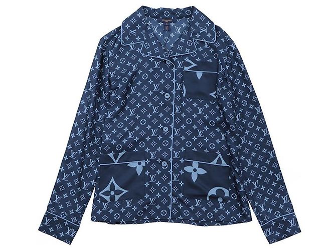 Camicia da pigiama in seta Monogram Louis Vuitton Blu - vista 11
