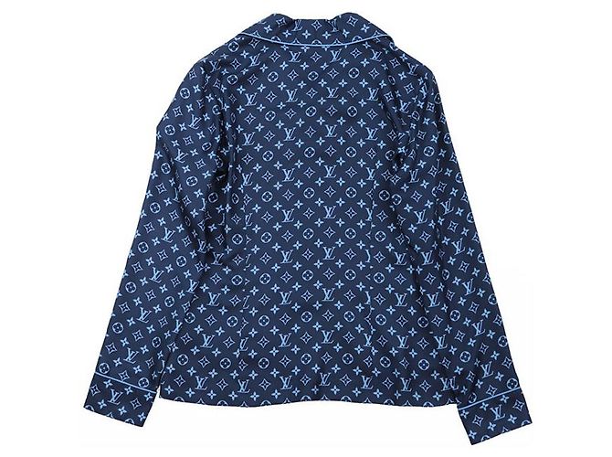 Camicia da pigiama in seta Monogram Louis Vuitton Blu - vista 12