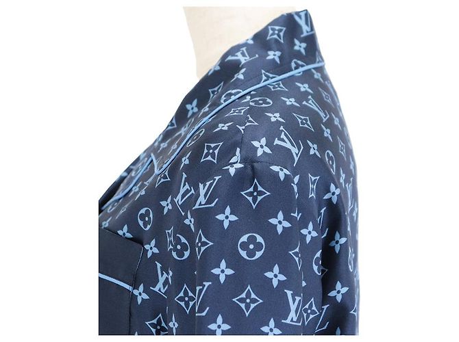 Camicia da pigiama in seta Monogram Louis Vuitton Blu - vista 14