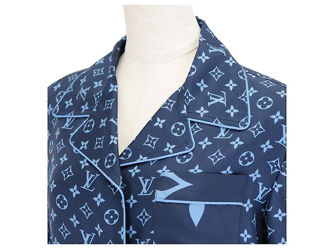 Camicia da pigiama in seta Monogram Louis Vuitton Blu - vista 2