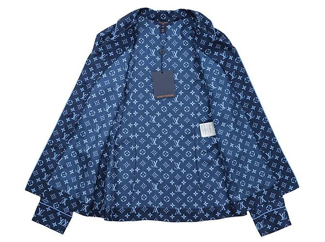 Camicia da pigiama in seta Monogram Louis Vuitton Blu - vista 3