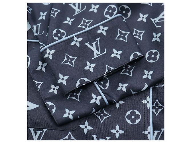 Camicia da pigiama in seta Monogram Louis Vuitton Blu - vista 4