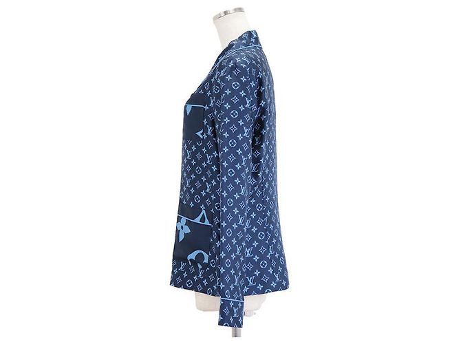 Camicia da pigiama in seta Monogram Louis Vuitton Blu - vista 5