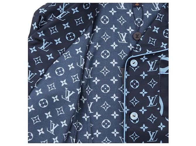 Camicia da pigiama in seta Monogram Louis Vuitton Blu - vista 6