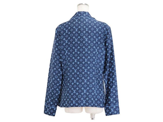 Camicia da pigiama in seta Monogram Louis Vuitton Blu - vista 7