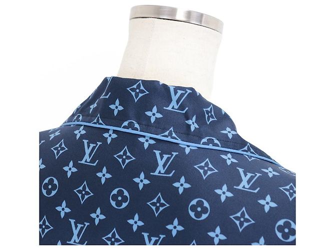 Camicia da pigiama in seta Monogram Louis Vuitton Blu - vista 8