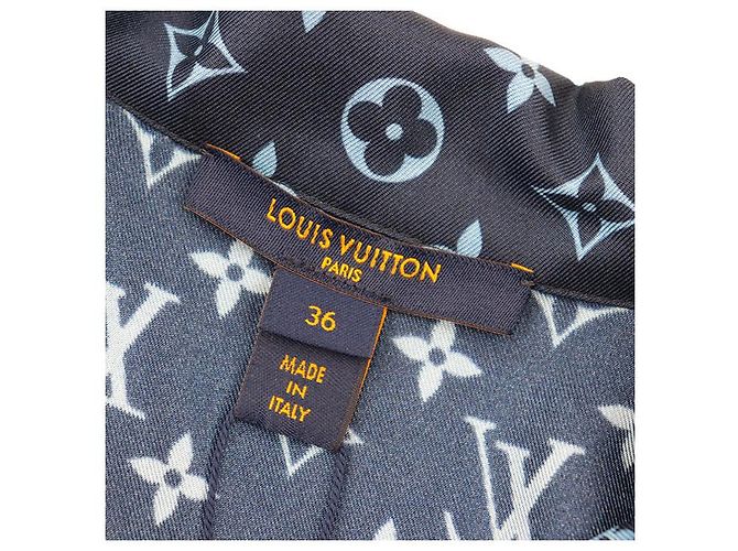 Camicia da pigiama in seta Monogram Louis Vuitton Blu - vista 9