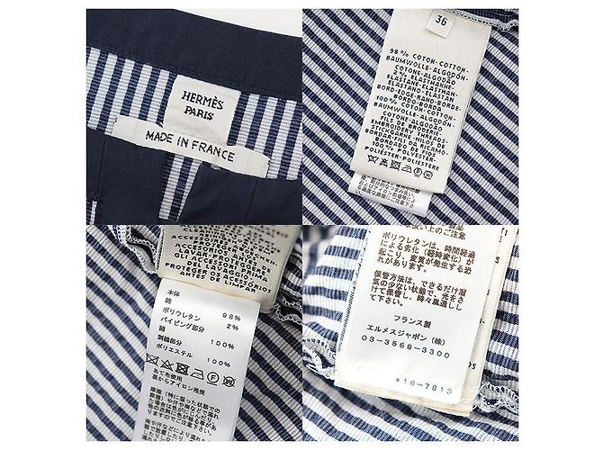Hermès Hermes Baumwollkleid Weiß Marineblau - Ansicht 10