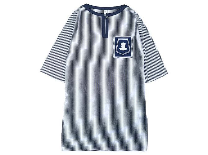Hermès Hermes Baumwollkleid Weiß Marineblau - Ansicht 11