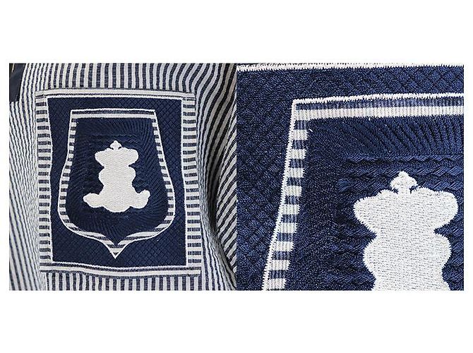 Hermès Hermes Baumwollkleid Weiß Marineblau - Ansicht 4