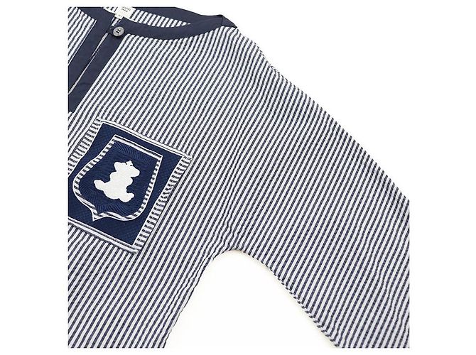 Hermès Hermes Baumwollkleid Weiß Marineblau - Ansicht 5