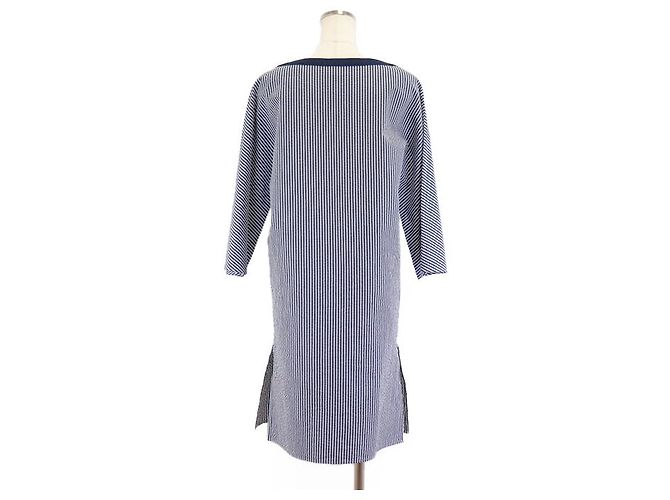 Hermès Hermes Baumwollkleid Weiß Marineblau - Ansicht 9