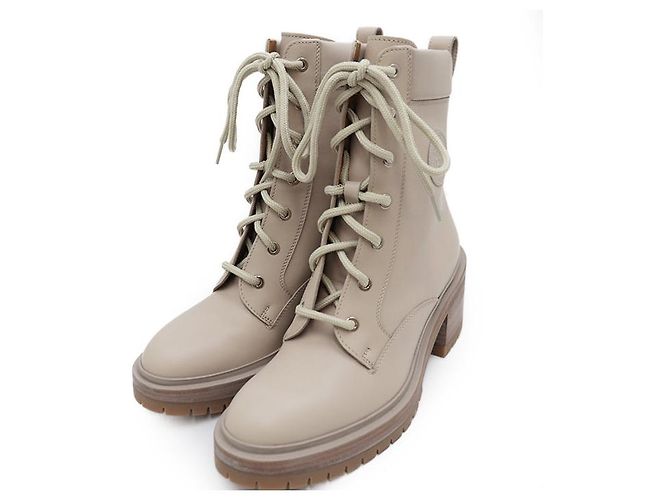 Hermès Stivaletti in pelle con lacci Hermes Beige - vista 5