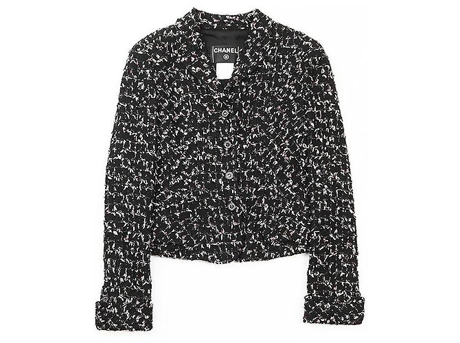 Chanel Tweed Jacket Wool Blend Black Multicolor Multiple colors - view 11