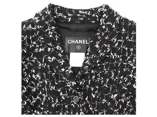 Chanel Tweed Jacket Wool Blend Black Multicolor Multiple colors - view 12