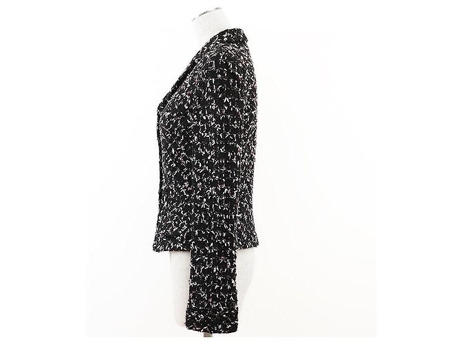 Chanel Tweed Jacket Wool Blend Black Multicolor Multiple colors - view 14