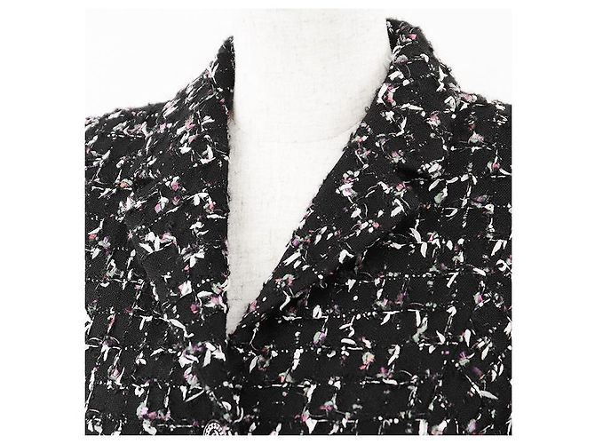 Chanel Tweed Jacket Wool Blend Black Multicolor Multiple colors - view 2