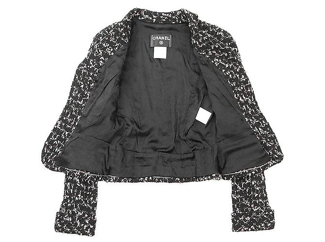Chanel Tweed Jacket Wool Blend Black Multicolor Multiple colors - view 4