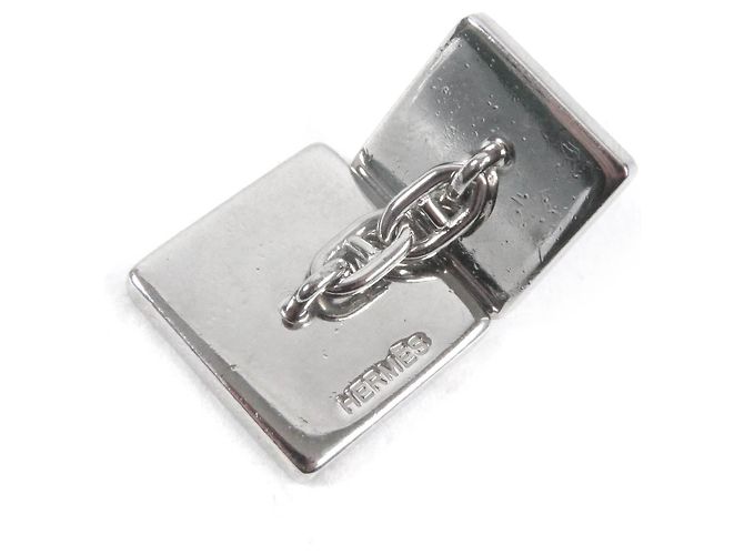 Hermès HERMES Gemelos cuadrados con rayas Chevron Castaño - vista 4