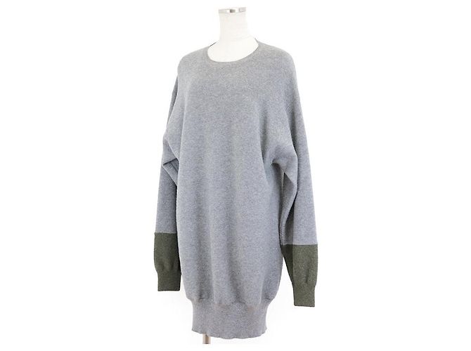 Céline Oversized Tunika-Kleid aus Cashmere-Ei-Strick von Celine Braun Blau Khaki - Ansicht 11