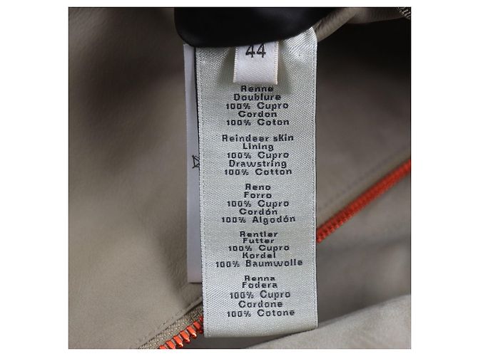 Hermès Chaqueta con capucha con cremallera de cuero de reno HERMES Beige - vista 9