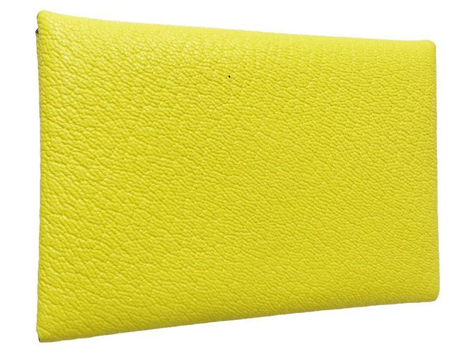 Hermès Monedero de cuero Hermes Calvi Duo Amarillo - vista 2