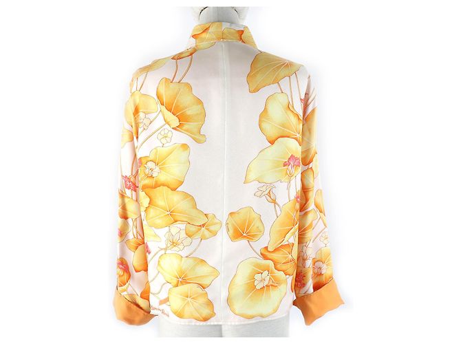 Hermès Camicia in seta a maniche lunghe Hermes 38 Arancione - vista 3