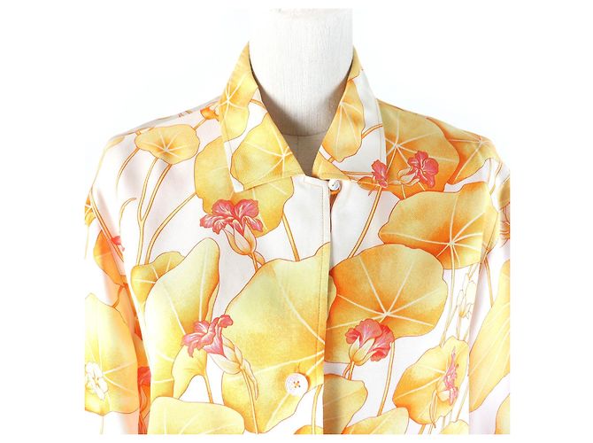 Hermès Camicia in seta a maniche lunghe Hermes 38 Arancione - vista 4