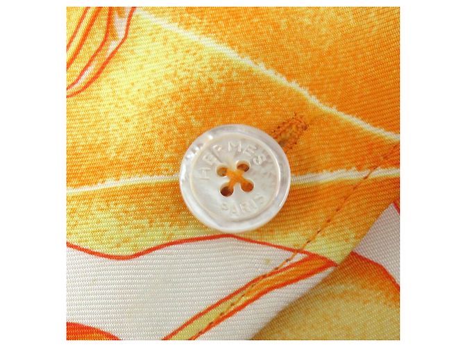Hermès Camicia in seta a maniche lunghe Hermes 38 Arancione - vista 6