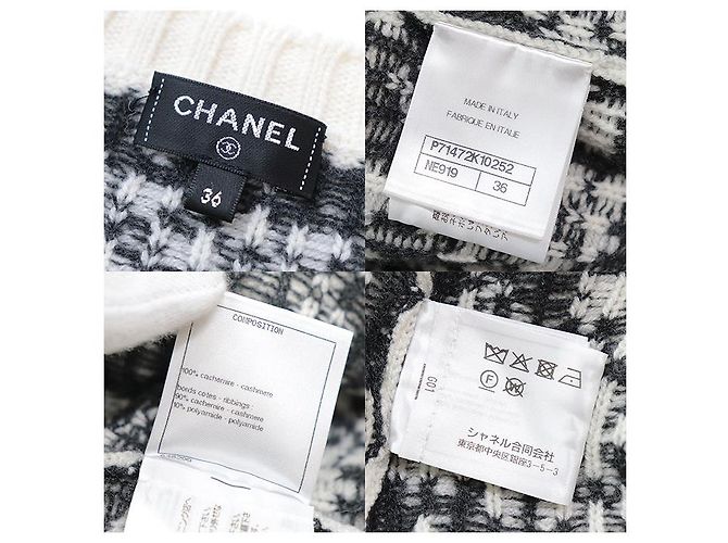 Chanel Kaschmirpullover, Herz-Klee-Muster, Rundhals, Größe 36 Weiß - Ansicht 9