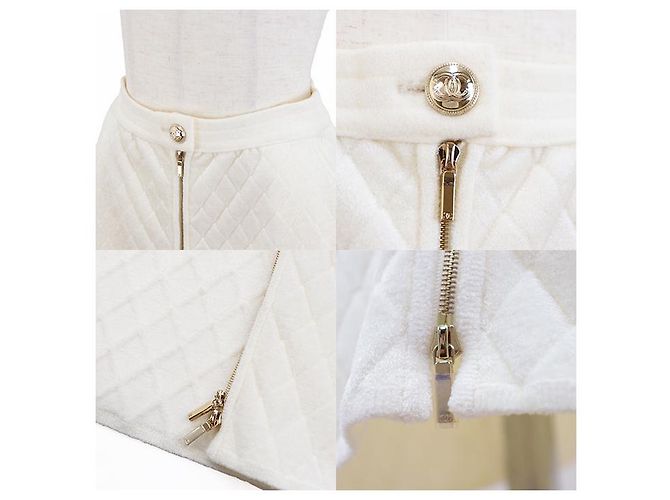 Saia Chanel Matelasse Diamond Acolchoada Branco Cru - vista 2