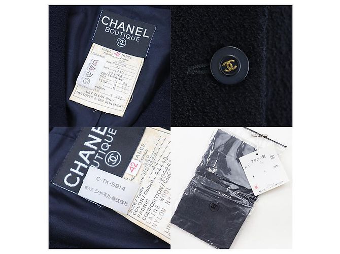 Giacca in lino e lana Chanel Blu Blu navy - vista 10