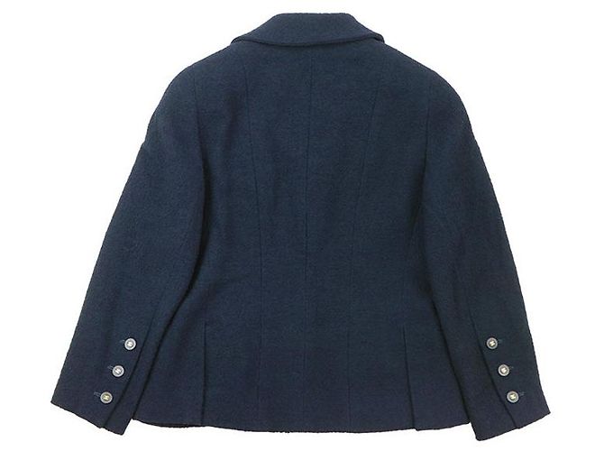 Giacca in lino e lana Chanel Blu Blu navy - vista 12