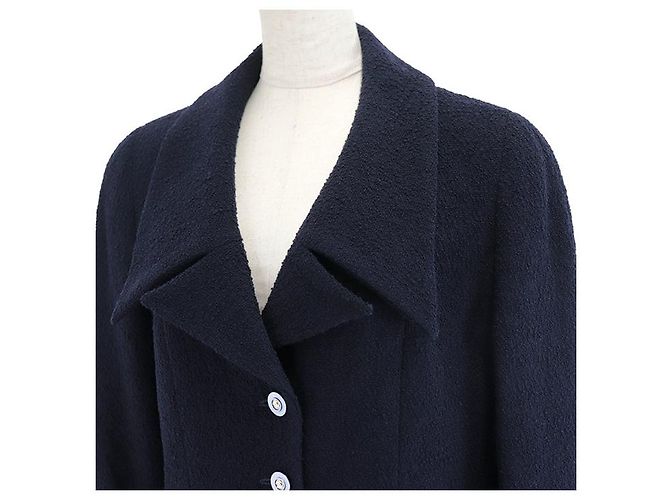 Giacca in lino e lana Chanel Blu Blu navy - vista 3