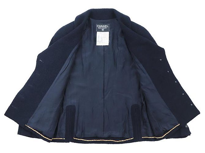 Giacca in lino e lana Chanel Blu Blu navy - vista 5