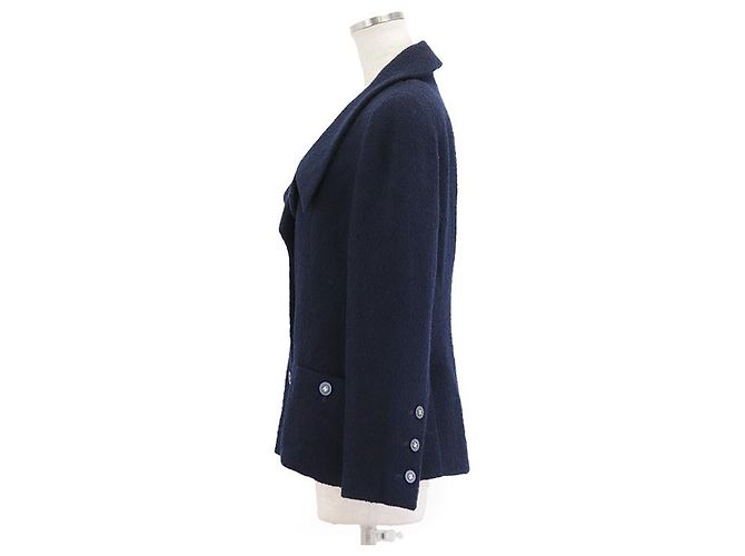 Giacca in lino e lana Chanel Blu Blu navy - vista 7