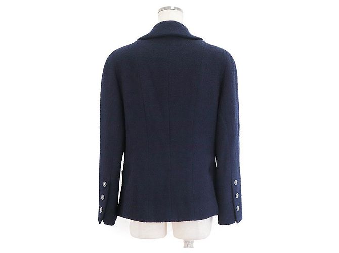 Giacca in lino e lana Chanel Blu Blu navy - vista 8