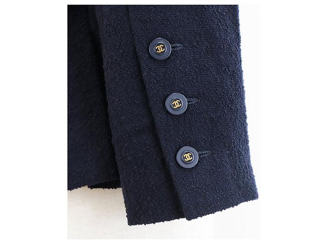 Giacca in lino e lana Chanel Blu Blu navy - vista 9