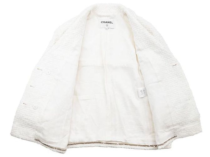 Chaqueta de tweed Chanel Blanco Crudo - vista 6