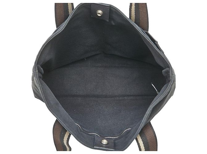 Hermès Borsa a mano in tela e pelle Hermes Troca Horizontal MM Nero - vista 7