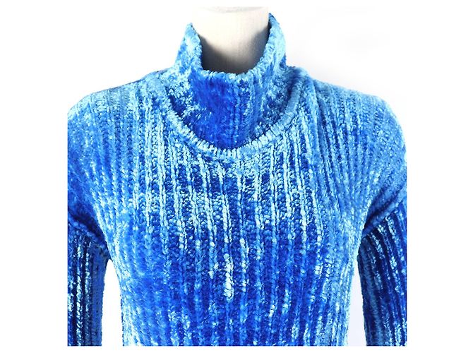 Autre Marque ACNE STUDIOS Suéter de Chenilla de Nylon Rayón con Cuello Alto Azul Púrpura - vista 5