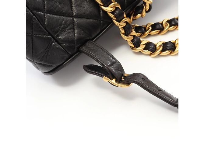 Timeless Chanel Matelassé Rucksack aus schwarzem Lammleder - Ansicht 11