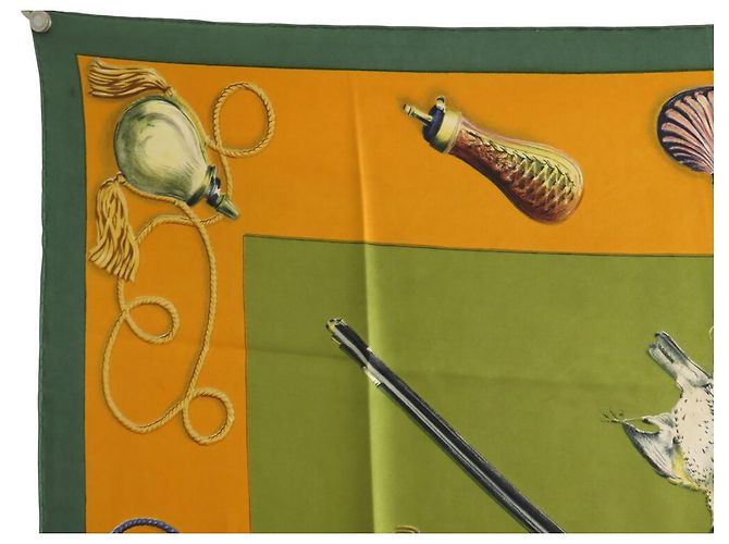 Hermès BUFANDA HERMES LOS RIFLES DE LINARES 1961 1ª EDICIÓN CUADRADA 90 SEDA Caqui - vista 2