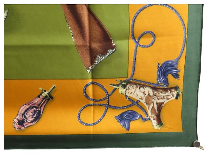 Hermès BUFANDA HERMES LOS RIFLES DE LINARES 1961 1ª EDICIÓN CUADRADA 90 SEDA Caqui - vista 4