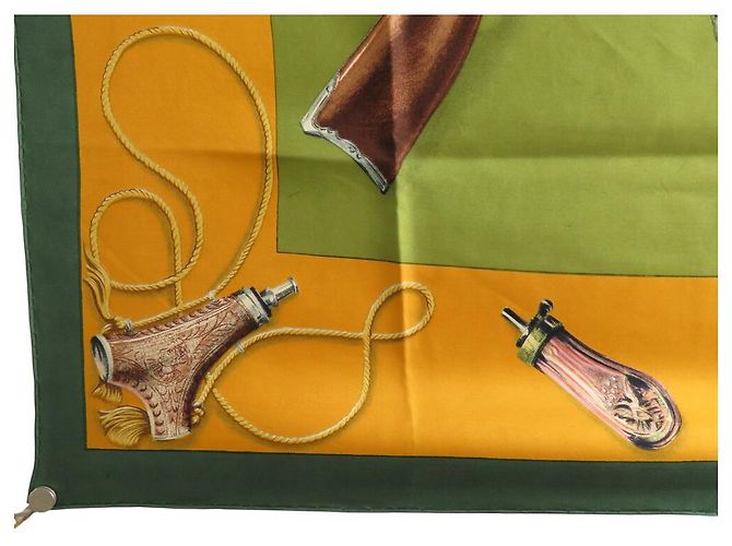 Hermès BUFANDA HERMES LOS RIFLES DE LINARES 1961 1ª EDICIÓN CUADRADA 90 SEDA Caqui - vista 5