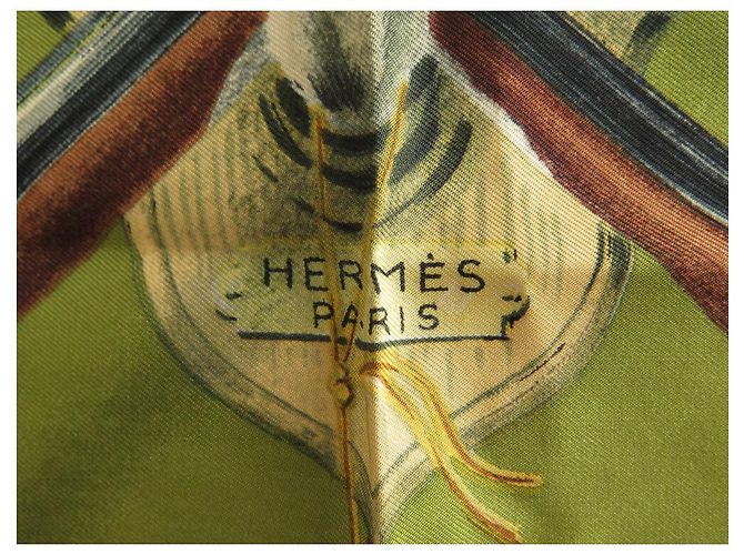 Hermès BUFANDA HERMES LOS RIFLES DE LINARES 1961 1ª EDICIÓN CUADRADA 90 SEDA Caqui - vista 6