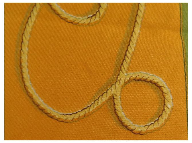 Hermès BUFANDA HERMES LOS RIFLES DE LINARES 1961 1ª EDICIÓN CUADRADA 90 SEDA Caqui - vista 8