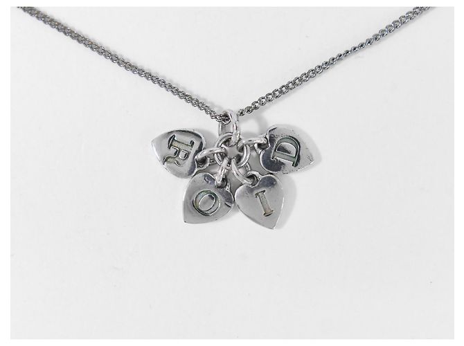 Halskette aus versilbertem Metall mit Herz-Logo Christian Dior - Ansicht 2